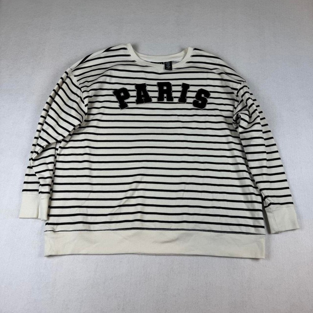 Joei & I Paris black & white striped Sweatshirt XXL